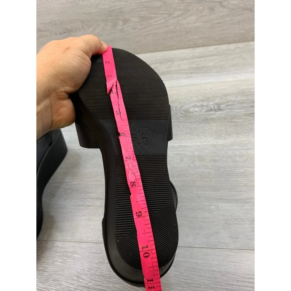 Naturalizer Riviera Women's Sandals Black Leather Wedge 10 W Comfort Shoes
